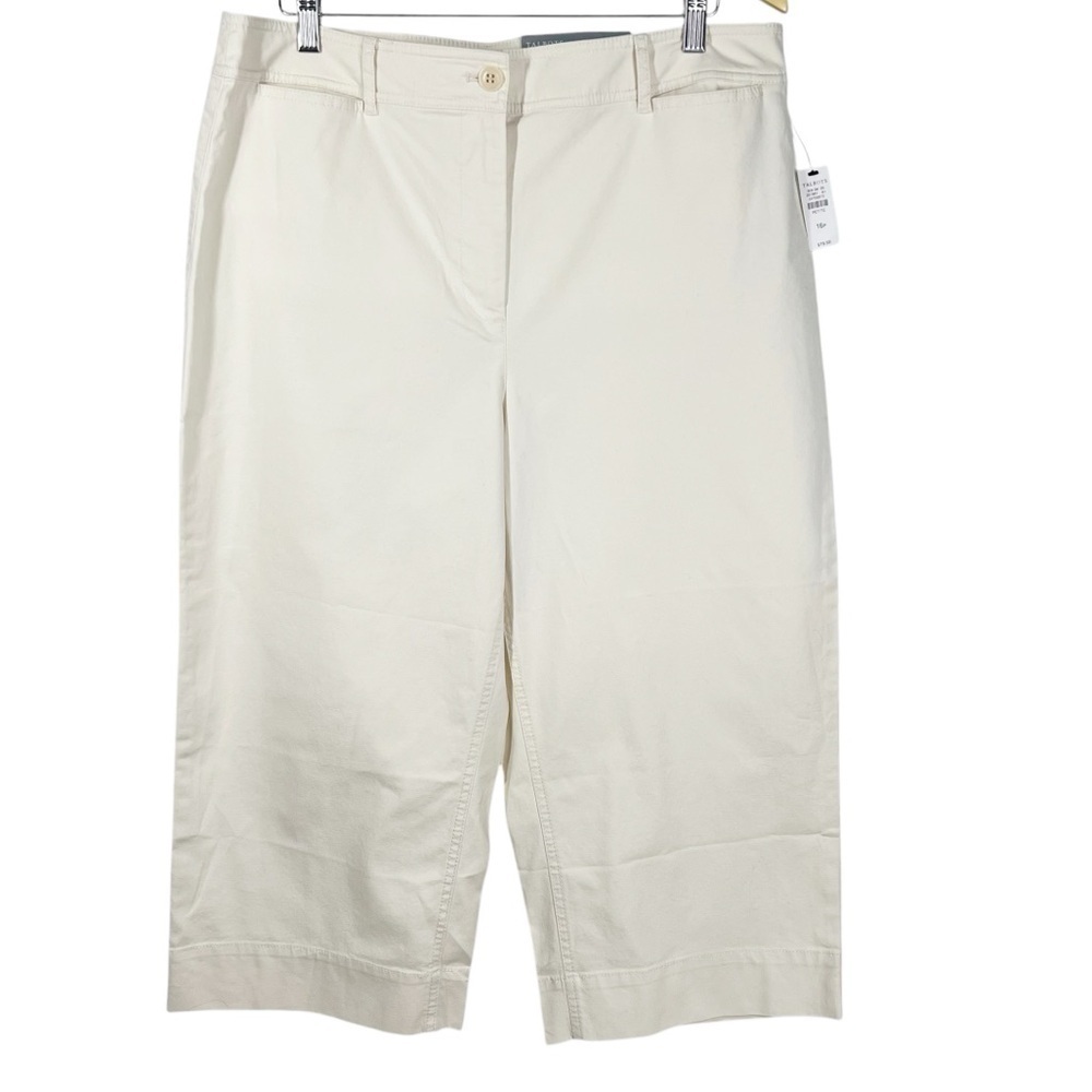 TALBOTS Ivory Wide Leg Crop Chino Size 16 Petite